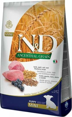 Farmina (Фарміна) N&D Low Grain Mini Puppy Lamb & Blueberry Беззерновий сухий корм з ягням і чорницею для цуценят дрібних порід