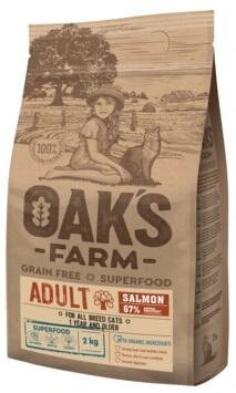 Oaks Farm (Оакс Фарм) Grain Free Adult Cat Salmon Сухий беззерновий корм для дорослих котів і кішок з лососем
