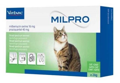 Milpro (Милпро) Таблетки от глистов для кошек весом от 2 до 8 кг, 4 таб