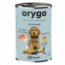 Orygo (Оріго) Pate Puppies All Breeds Salmon & Sweet Potatoe Повнораціонний паштет з лососем і бататом для цуценят різних порід img