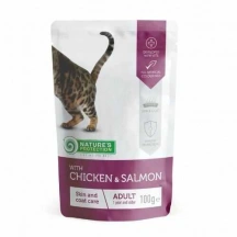 Natures Protection (Натур Протекшн) Cat Adult Skin & Сoat care Chicken & Salmon Вологий корм з куркою і лососем для підтримки здоров'я шкіри і шерсті дорослих котів і кішок img