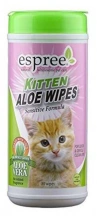 Espree (Еспрі) Kitten Aloe Wipes Вологі серветки з Алое Віра для очищення чутливої ​​шкіри та вовни для кошенят та кішок