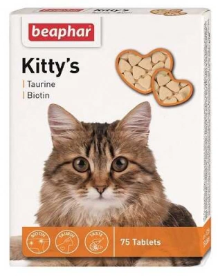 Beaphar (Беафар) Kittys Taurin & Biotin Витамины с биотином и таурином для котов и кошек 75 таб