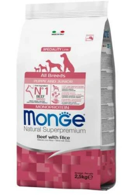 Monge (Монж) Dog All breeds Puppy & Junior Monoprotein Beef Сухий корм з яловичиною та рисом для цуценят і юніорів усіх порід