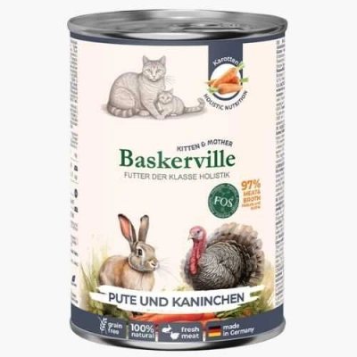 Baskerville (Баскервіль) Monoprotein FOS Kitten & Mother Turkey & Rabbit Беззерновий вологий корм з індичкою і кроликом для кошенят і вагітних кішок