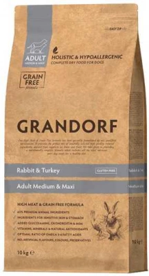 Grandorf (Грандорф) Rabbit & Turkey Medium & Maxi Adult Сухий беззерновий корм з кроликом та індичкою для собак середніх та великих порід