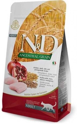 Farmina (Фарміна) N&D Low Grain Cat Adult Chicken & Pomegranate Низькозерновий сухий корм з куркою та гранатом для дорослих котів та кішок