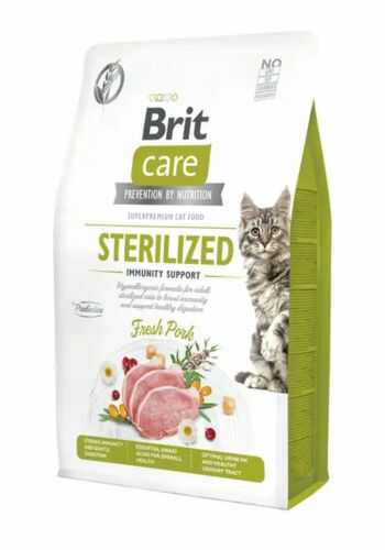 Гипоаллергенный корм для взрослых стерилизованных кошек Brit Care Cat Grain Free Sterilized Immunity Support Fresh Pork