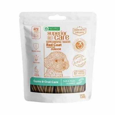 Natures Protection (Натур Протекшн) Superior Care Junior Red Coat Gums & Oral Care Grain Free Insects Беззернові ласощі з протеїном комах для зубів і ясен юніорів із рудим кольором шерсті