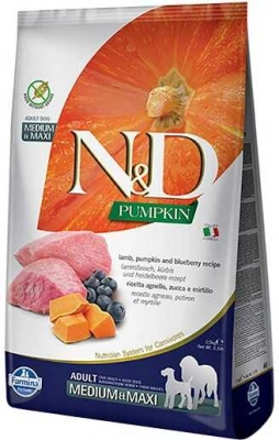 Farmina (Фарміна) N&D Pumpkin Grain Free Dog Adult Medium & Maxi Lamb & Blueberry Беззерновий сухий корм з ягням, гарбузом та чорницею для собак середніх і великих порід
