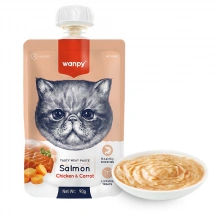 Wanpy (Ванпі) Cat Salmon Chicken & Carrot Рідкий корм крем-пюре з лососем, куркою і морквою для котів і кішок img