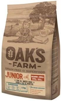 Oaks Farm (Оакс Фарм) Grain Free Junior All Breed Dogs Salmon & Krill Сухий беззерновий корм для цуценят та молодих собак з лососем та крилем