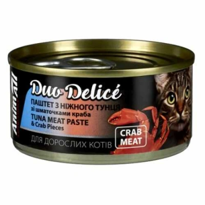 AnimAll (ЕнімАлл) Duo Delice Cat Adult Tuna Paste & Crab Pieces М'ясна паста із тунця зі шматочками краба для дорослих котів і кішок