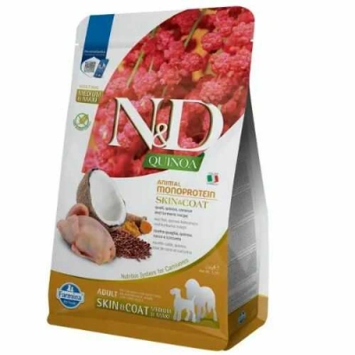 Farmina (Фарміна) N&D Quinoa Grain Free Dog Adult Medium & Maxi Skin & Coat Quail Беззерновий сухий корм з перепілкою для собак середніх і великих порід з харчовою алергією