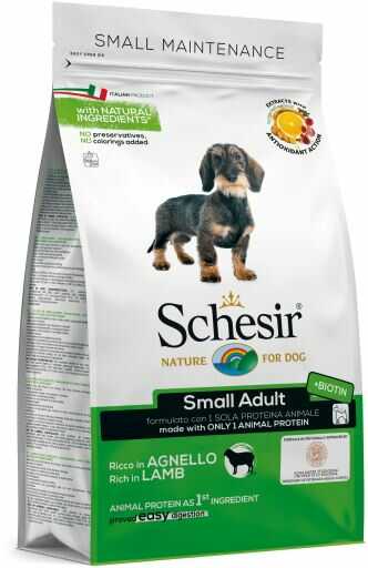 Сухой монопротеиновый корм Schesir для взрослых собак малых пород