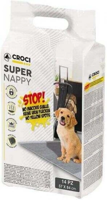 Croci (Крочі) Super Nappy Carbon Поглинаючі пелюшки для собак з активованим вугіллям 84х57, 14 шт