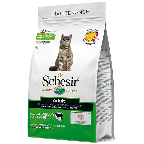 Сухий монопротеїновий корм з ягням Schesir для котів та кішок