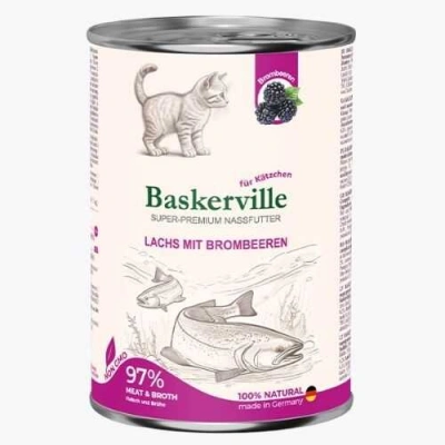 Baskerville (Баскервіль) Kitten Salmon & Blackberry Беззернові консерви з лососем та ожиною для кошенят