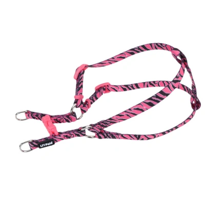 Coastal (Костал) Lit'l Pals Нейлонова шлейка для дрібних собак, 0,7 см х 35 cм, рожева зебра