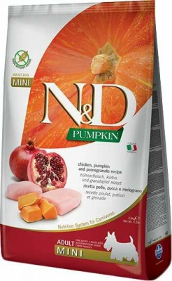 Farmina (Фарміна) N&D Pumpkin Grain Free Dog Adult Mini Chicken & Pomegranate Беззерновий сухий корм з куркою, гарбузом і гранатом для дорослих собак дрібних порід