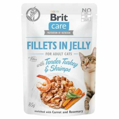Brit Care (Бріт Кеа) Cat Fillets in Jelly Tender Turkey & Shrimps Вологий корм з індичкою та креветками в желе для дорослих котів і кішок