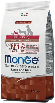 Monge (Монж) Mini Puppy & Junior Lamb, Rice & Potatoes Корм ​​для цуценят дрібних порід з ягням і рисом