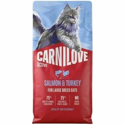 Carnilove (Карнілав) Active Cat Adult Large Breed Salmon & Turkey Беззерновий сухий корм з лососем та індичкою для котів і кішок великих порід