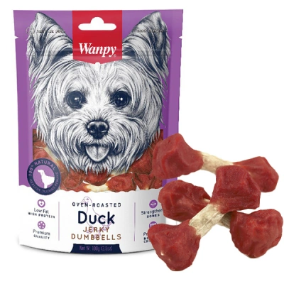 Wanpy (Ванпі) Dog Duck Jerky Dumbbells 1,2 кг Ласощі кісточки з в'яленою качкою для собак