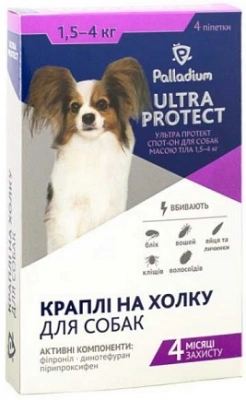 Palladium (Паладіум) Ultra Protect Краплі на холку від паразитів для собак до 4 кг