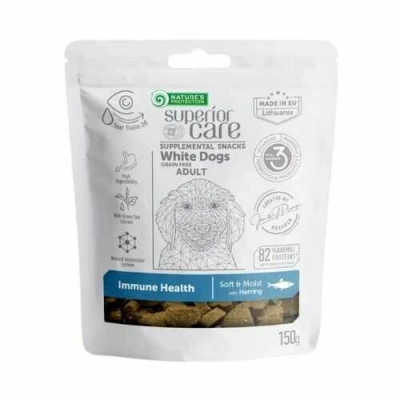 Natures Protection (Натур Протекшн) Superior Care White Dogs Adult Immune Health Grain Free Herring Беззернові ласощі з оселедцем для зміцнення імунітету собак з білою шерстю