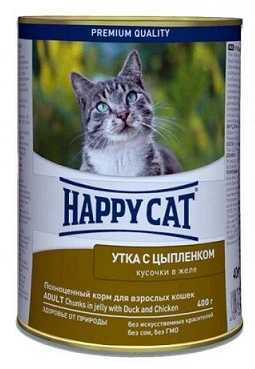Happy Cat (Хеппі Кет) Консерви для кішок з качкою і курчам в желе