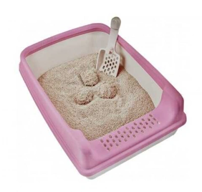 Gattino (Гатіно) Туалет для котів та кішок з рожевою рамкою та лопаткою