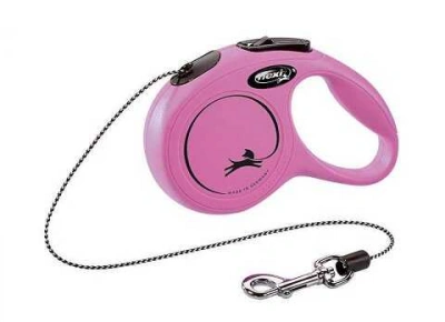 Flexi (Флекси) New Classic XS Поводок-рулетка для мелких пород собак и кошек с весом до 8 кг, трос, 3 м, розовый