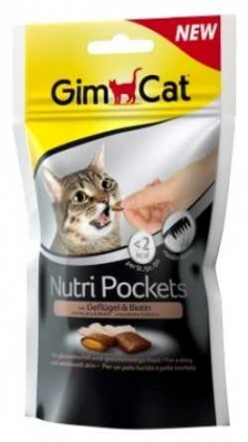 GimCat (Джим Кет) Nutri Pockets Ласощі для котів і кішок Домашня птиця і Біотин