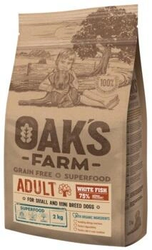 Oaks Farm (Оакс Фарм) Grain Free Adult Small & Mini Breed Dogs White Fish Сухий беззерновий корм для дорослих собак дрібних порід з білою рибою