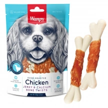 Wanpy (Ванпі) Dog Chicken Jerky & Calcium Bone Twists Ласощі кісточки з в'яленою куркою та кальцієм для собак img