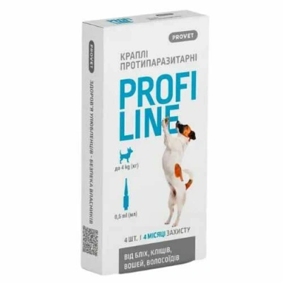 ProVET Profiline (ПроВет Профілайн) 1 піпетка Краплі на холку від бліх, кліщів, вошей, волосоїдів для собак до 4 кг