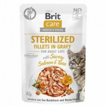 Brit Care (Бріт Кеа) Cat Sterilized Fillets in Gravy Savory Salmon & Tuna Вологий корм з лососем і тунцем у соусі для стерилізованих котів і кішок img