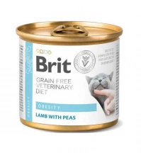 Brit Veterinary Diet (Бріт Ветерінарі Дієт) Obesity Cat Беззернова ветеринарна волога дієта з ягням для котів та кішок що схильні до набору зайвої ваги і ожирінні