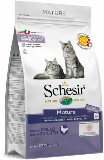 Сухий монопротеїновий корм Schesir для літніх котів та кішок