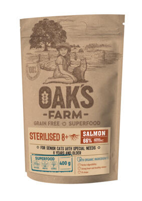 Сухий корм Oaks Farm Grain Free Sterilised 8+ Cat Salmon