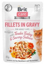 Brit Care (Бріт Кеа) Cat Fillets in Gravy Salmon Вологий корм для котів і кішок з філе індички і лосося в соусі