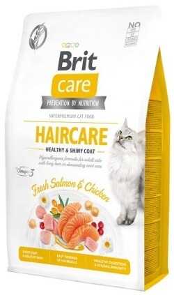 Беззерновой корм для ухода за кожей и шерстью котов Brit Care Cat Grain-Free Haircare Healthy & Shiny Coat