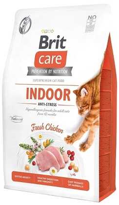 Беззерновой корм для взрослых домашних кошек Brit Care Cat Grain-Free Indoor Anti-Stress