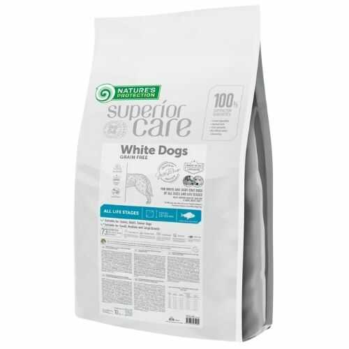 Корм для белых собак Natures Protection Superior Care White Dogs All Sizes & Life Stages Grain Free White Fish