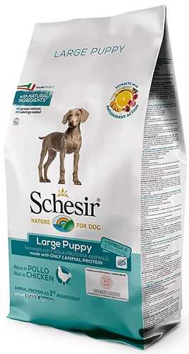 Сухий монопротеїновий корм Schesir Dog Large Puppy Chicken